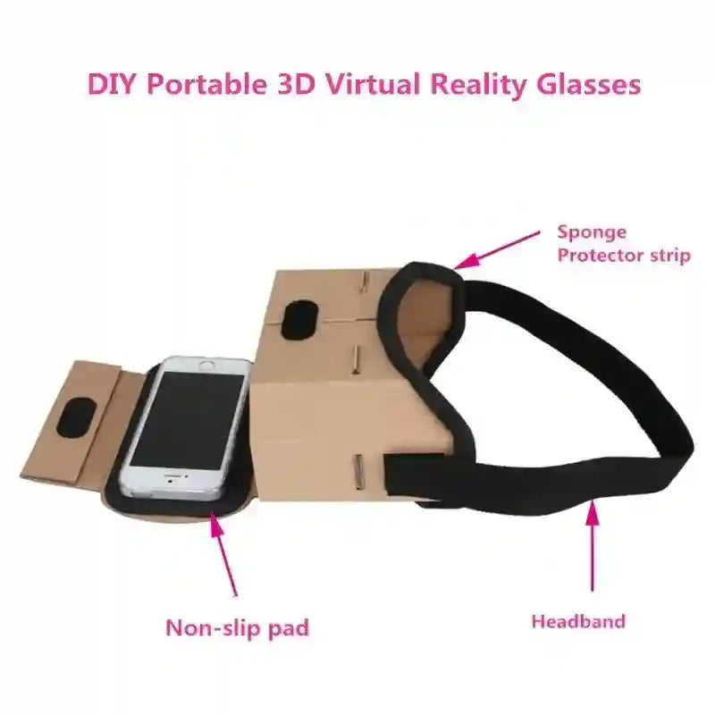Google Cardboard VR Headset - 25mm Lens Smartphone Virtual Reality Viewer Tidesmit