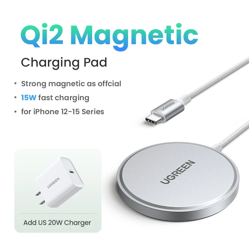 Wireless Charger for iPhone 16: Qi2 Certified MagSafe Compatible Pad Add 20W US Charger 1 Tidesmit