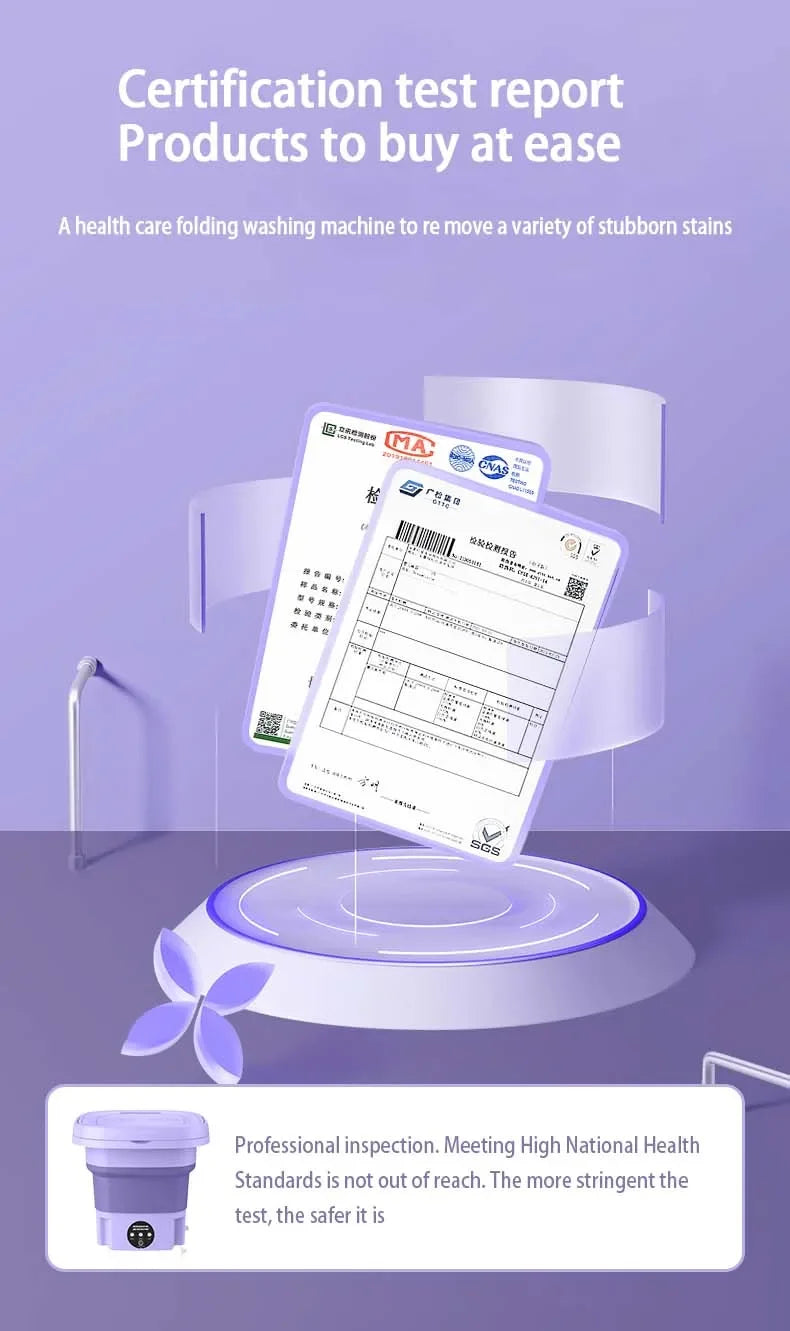 Tidesmit 8L portable foldable washing machine with spin dryer for travel, apartments, baby clothes, and laundry.
