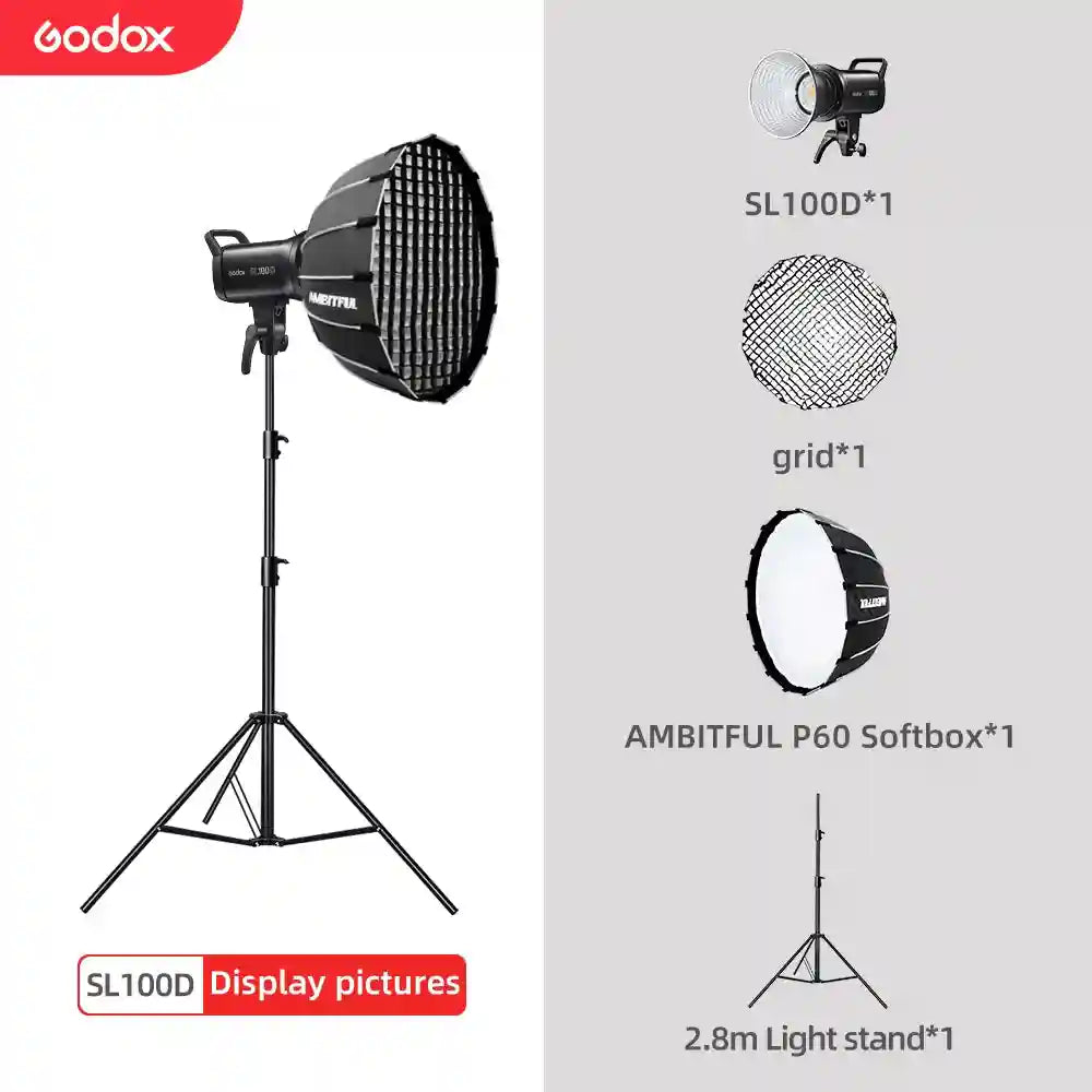 Godox SL100D LED Video Light 100W 5600K Bowens Mount Studio Kit SL100D Kit 13 Tidesmit