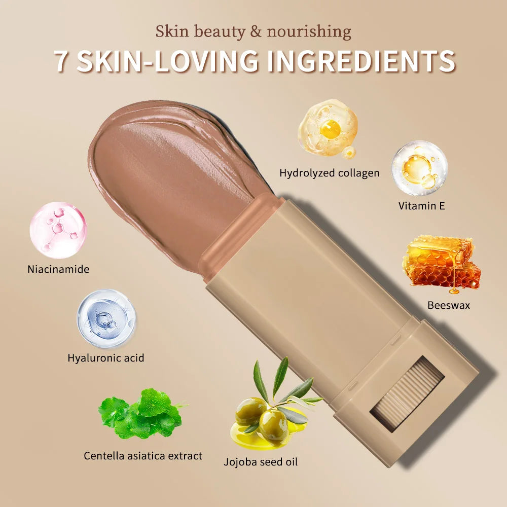 Tidesmit serum boosted foundation stick texture close up showing silky moisturizing skin tint balm coverage