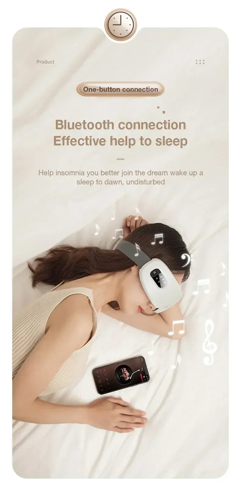 4D Eye Massager with Heat and Bluetooth - Portable Wellness Tool Relaxation Treatment Tidesmit