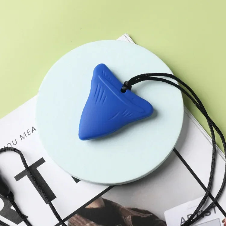 Kids Sensory Chew Necklace Brick Chewy Kids Silicone Triangle Fangs Toys Silicone Teeth for Children with Autism