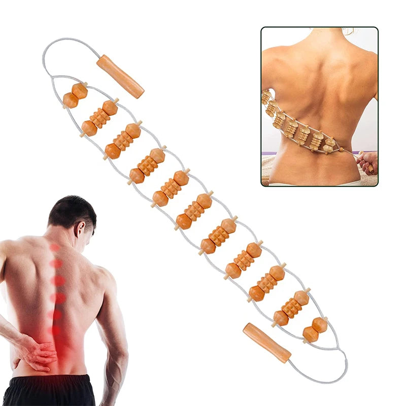 Back Massage Roller Rope: Deep Tissue Wood Therapy Tool for Pain Relief Back Massage Instrument Tidesmit