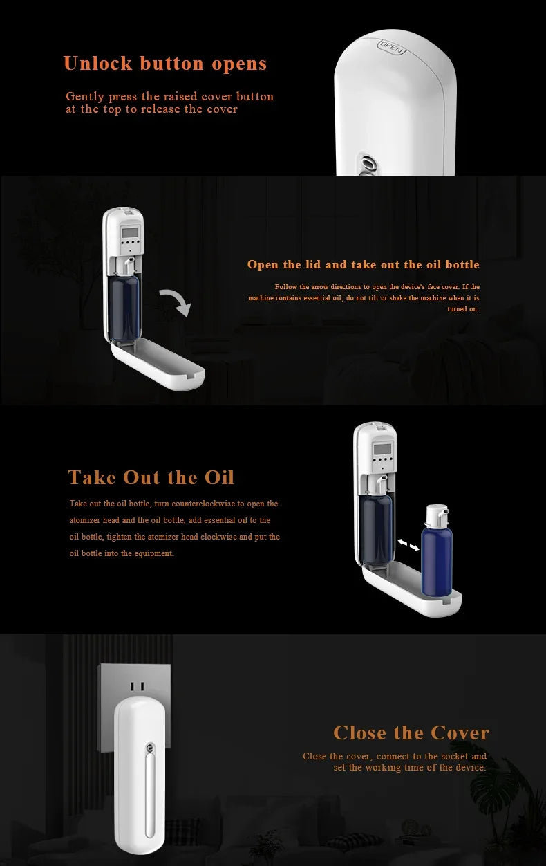 Bluetooth Smart Electric Wall Plug in Essential Oil Aroma Diffuser Waterless Scent Air Fragrance Scent Machine Bathroom Hotel