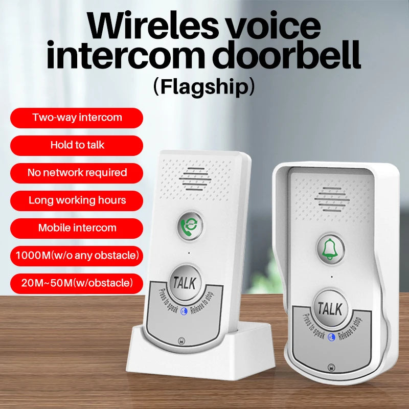1000M Wireless Intercom Audio Door Phone Voice Sender&Reciver Doorbell