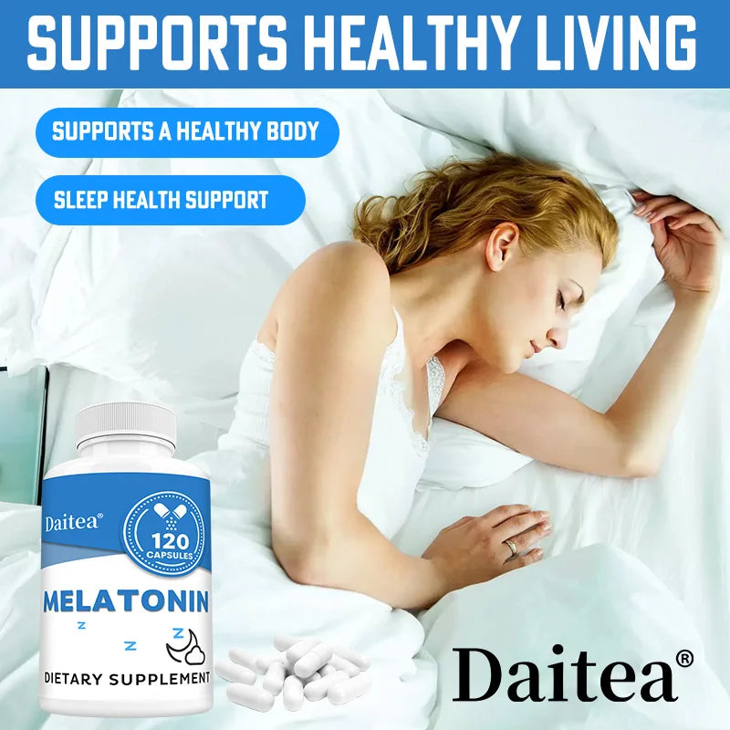Melatonin Supplement Capsules 5 Mg - Natural Sleep Support, Relaxation and Calmness, Promotes Sleep Quality
