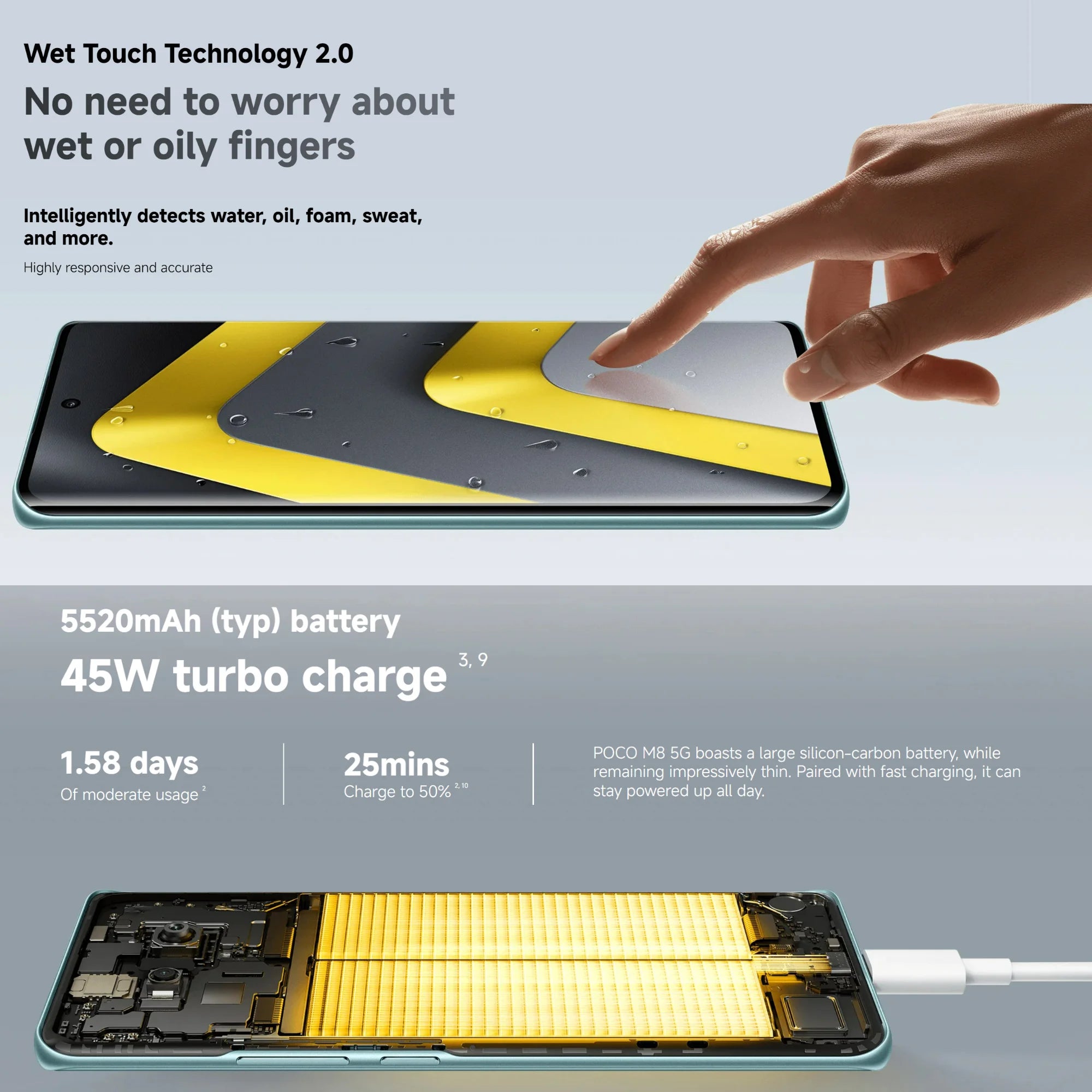 POCO M8 5G Smartphone 256GB - 120Hz AMOLED Display, 45W Fast Charging AE Tidesmit