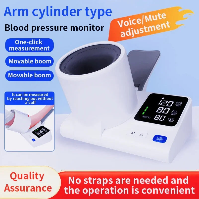 Upper Arm Electronic Blood Pressure Monitor, Household Medical Voice BP Monitor for the Elderly, Large Screen, Memory Function