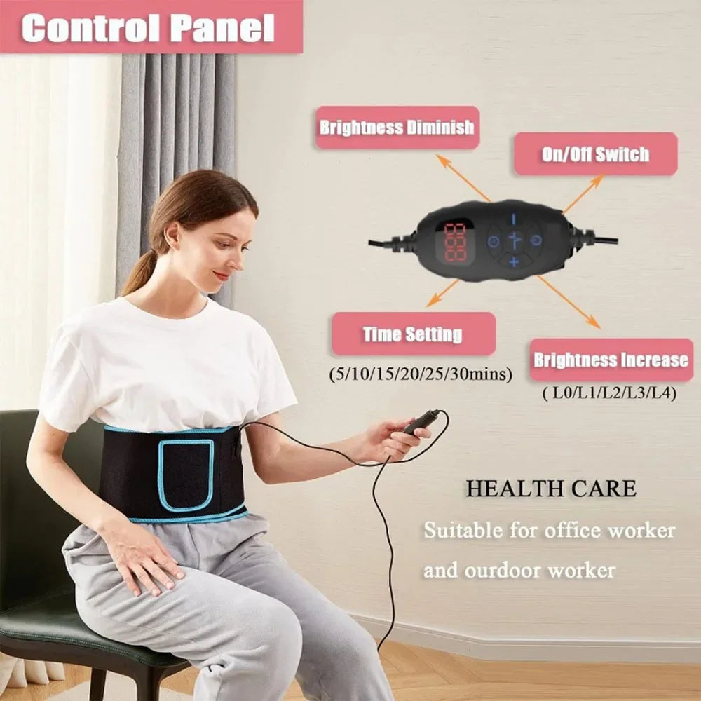 Red ＆Infrared LED Light Therapy Belt 850nm 660nm Back Pain Relief Wrap Burn Fat Wrap Slimming Machine Waist Heat Pad Full Body