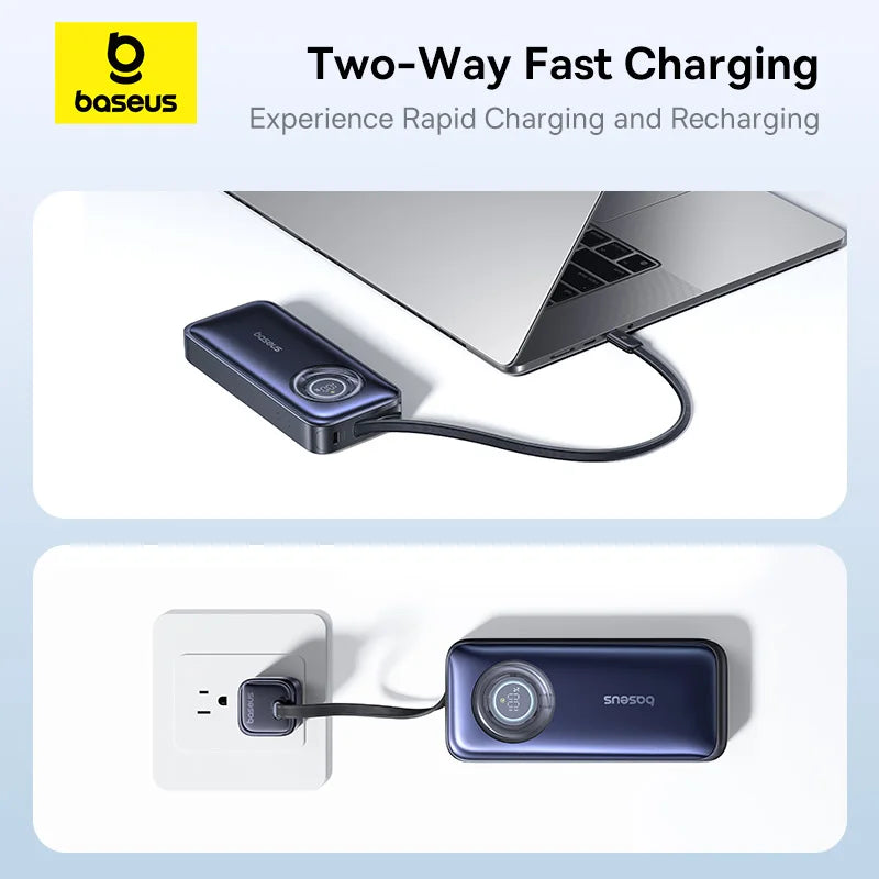 20000mAh 100W PD Power Bank with Retractable USB-C Cable Tidesmit