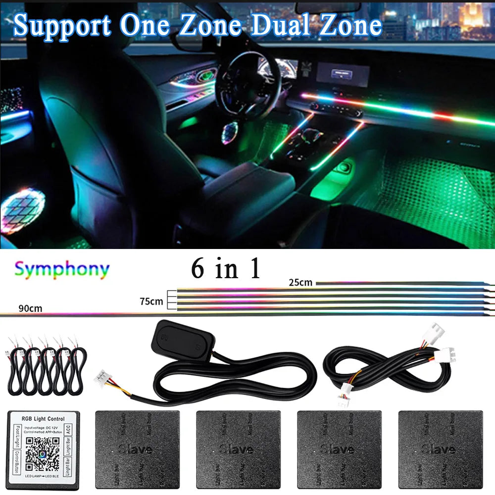 Car Ambient Lighting RGB LED Symphony Atmosphere Lamp by Tidesmit 6 in 1 Symphony A Tidesmit