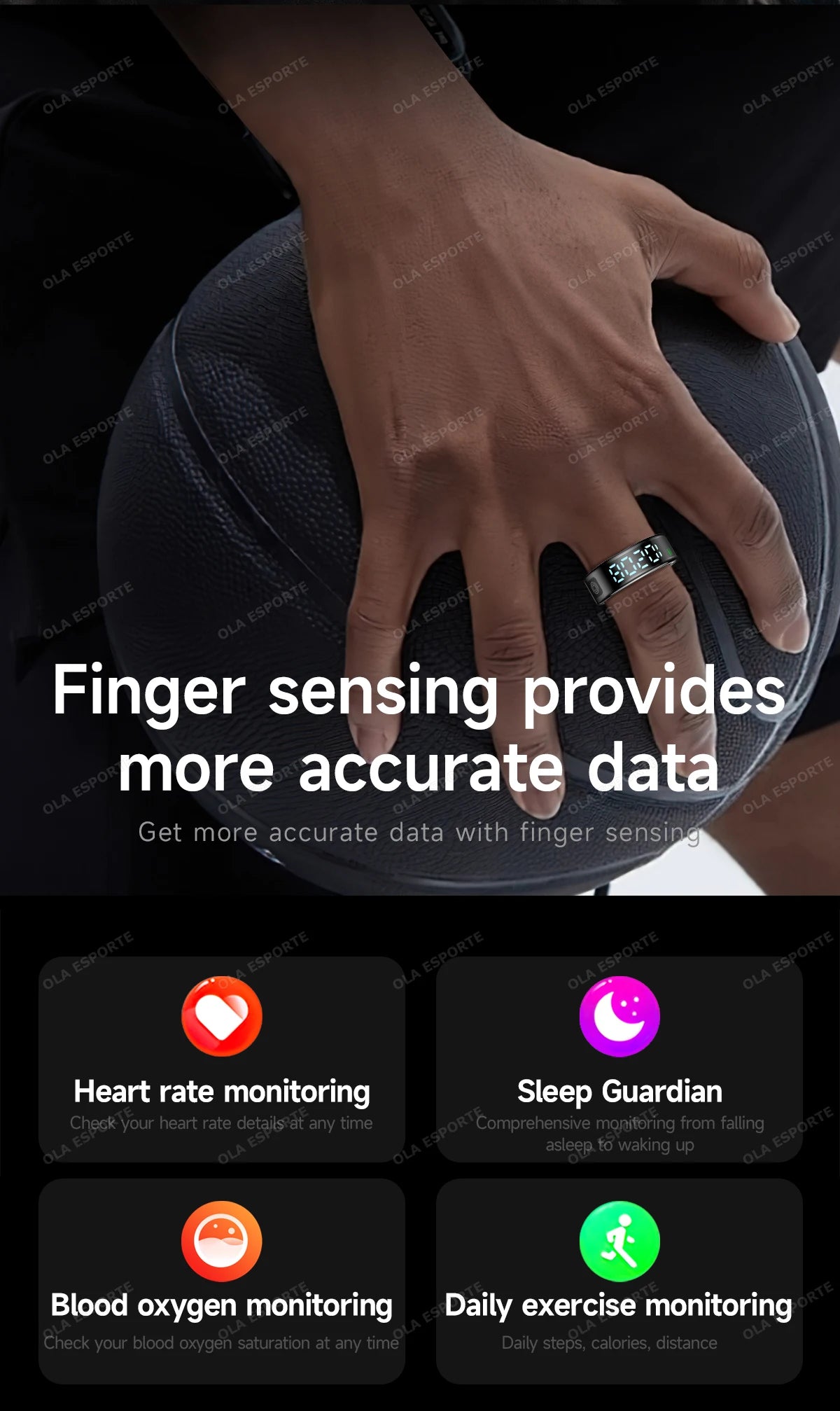 Smart Health Ring with Biometric Heart Rate and Blood Oxygen Tracking Tidesmit
