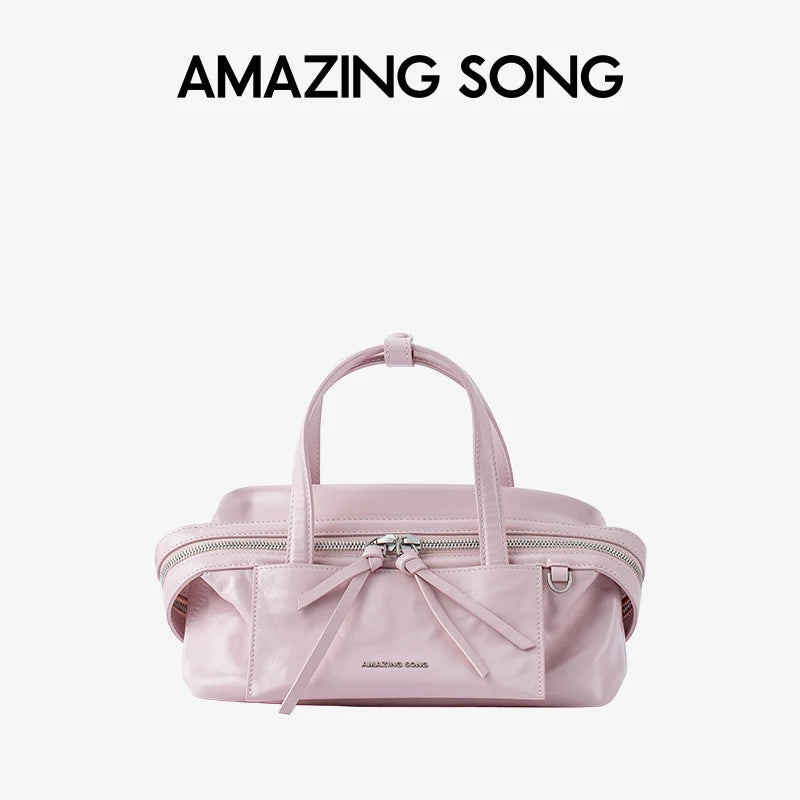 Amazing Song Original Design Cheese Roll Pillow Bag Small Top Grain Leather 2026 New Fashionable Women's bags