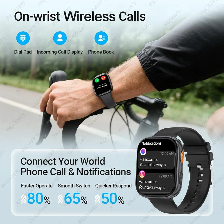 New Smart Watches Men 1000mAh Battery Heart Rate Sleep Monitor Bluetooth Call IP68 Waterproof Smartwatch Women For Android iOS