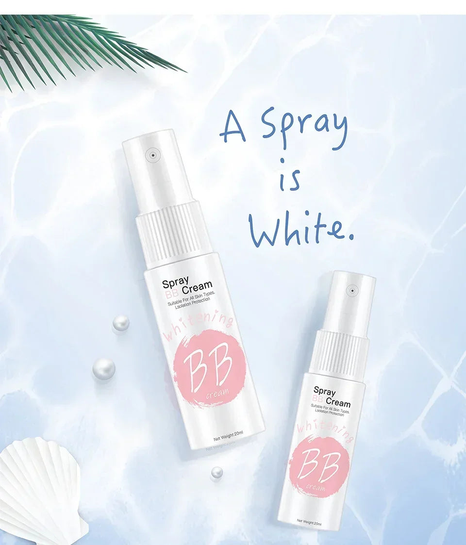 Tidesmit waterproof BB cream spray texture close-up showing brightening foundation and moisturizing face makeup