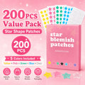 200PCS Five-Point Star Acne Patch Set Multi Color Pimple Cover Stickers for Day Night Face Body Use