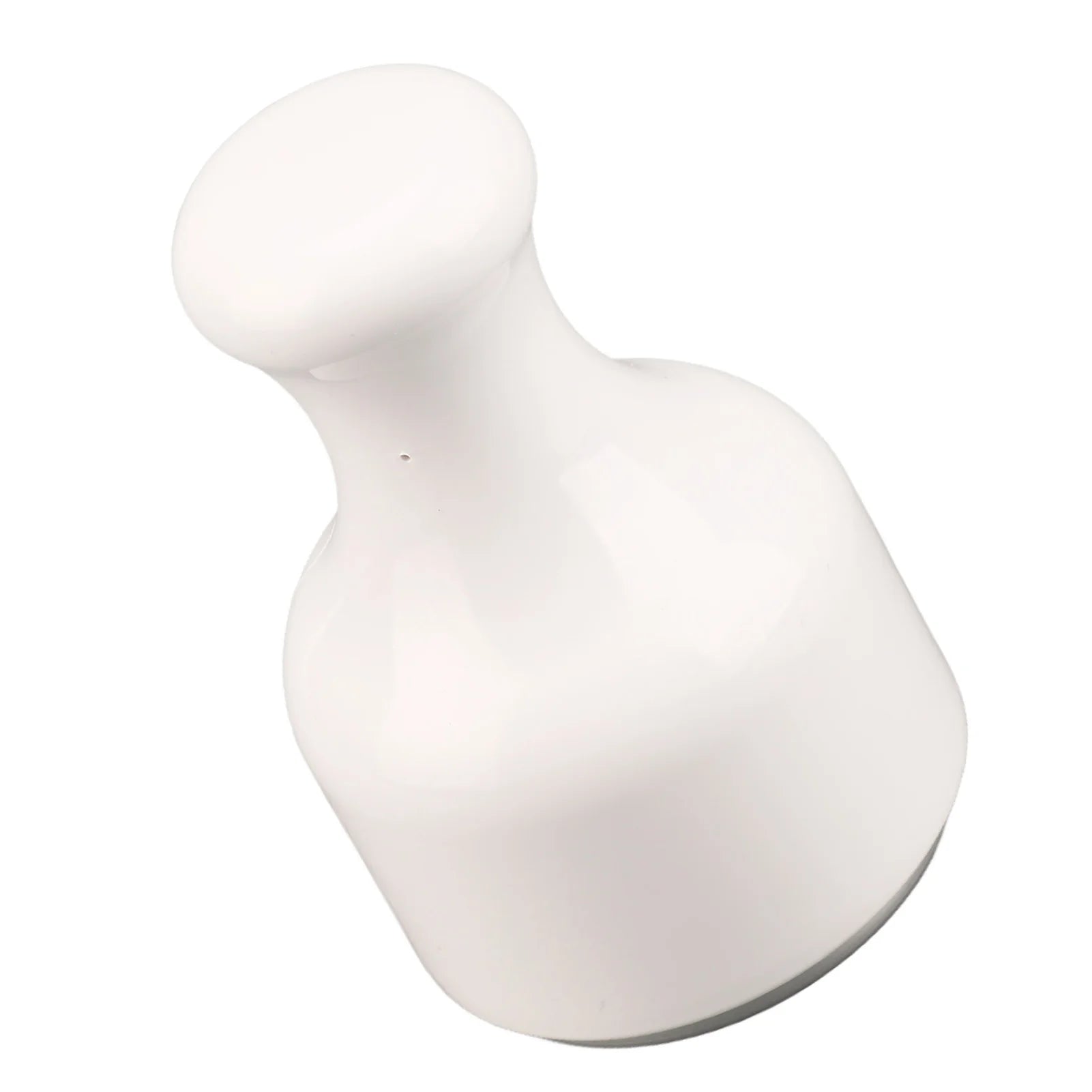 White, hourglass-shaped ice facial massage roller with a smooth, ergonomic handle and a wide base.