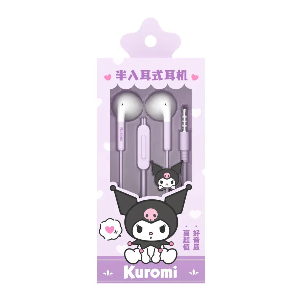 Sanrio Wired Earbuds Noise Isolating Audio Buds by Tidesmit - 4 Styles Kuromi Tidesmit