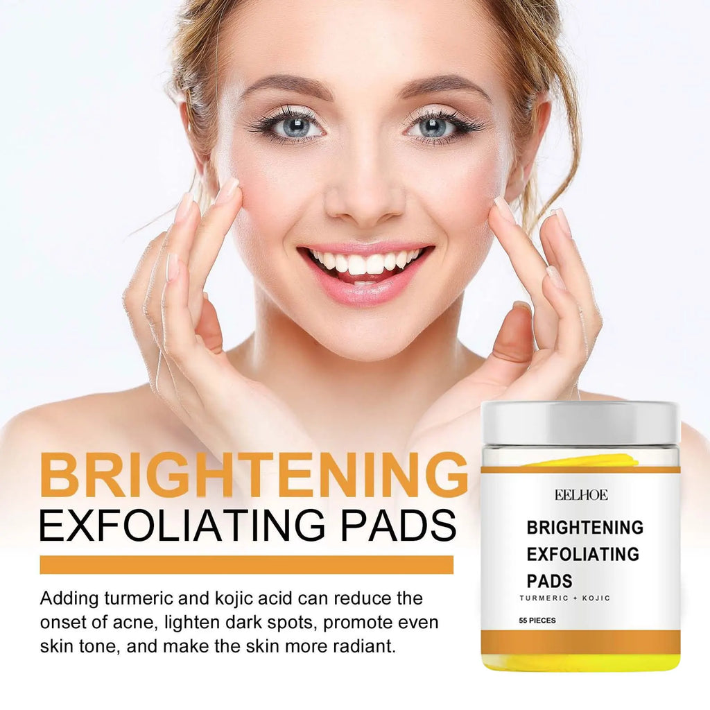 Turmeric Exfoliating Pads for Face Brightening - 55 Pcs Vegan Formula Scrubs Treatments Tidesmit