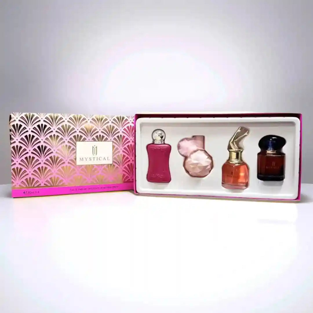 MYSTICAL Eau de Parfum gift box: 4 unique travel-size women's fragrance bottles for birthday, Mother's Day gifts.