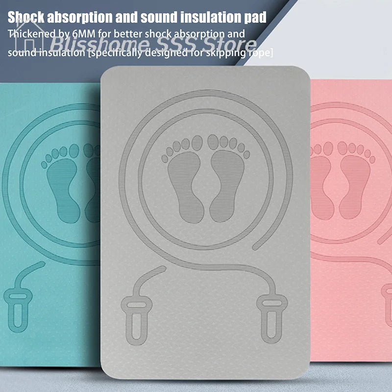 【S】6MM Skipping Rope Mat Anti-noise Jump Rope Mat Floor Mats Exercise Shock Absorption Yoga Mat TPE Skipping Mat Fitness
