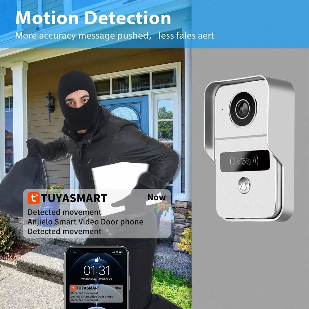 1080P 7/10 Inch Touch Screen 2 Wire Video Doorbell Tuya Home Video Intercom System IC Card APP Unlcok with Electric Strike Lock