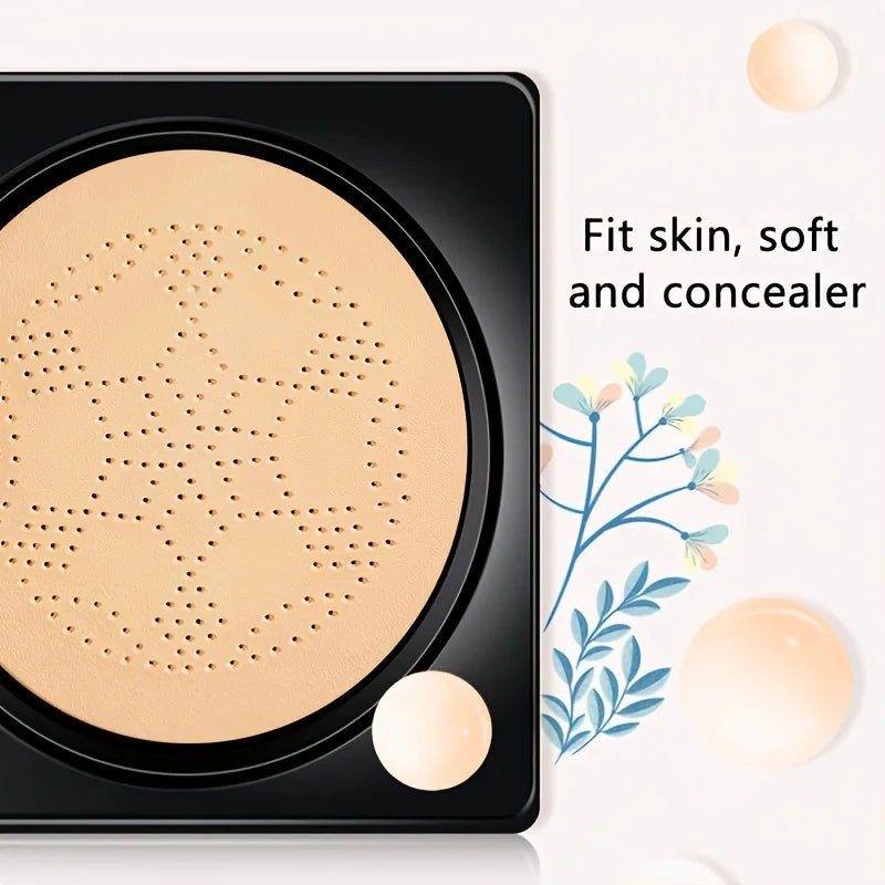 Tidesmit mushroom air cushion BB cream texture close-up showing moisturizing concealer and nourishing foundation