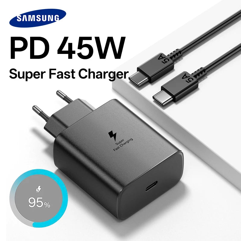 Samsung 45W USB-C Fast Charger PD Adapter for Galaxy S25 S24 Tidesmit