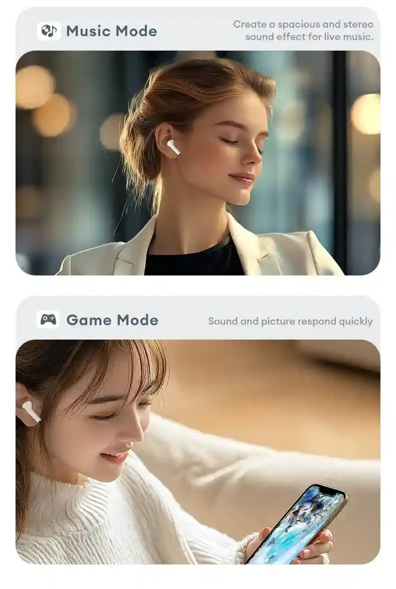 Wireless Bluetooth Earbuds with Low Latency Audio and Noise Cancellation Tidesmit