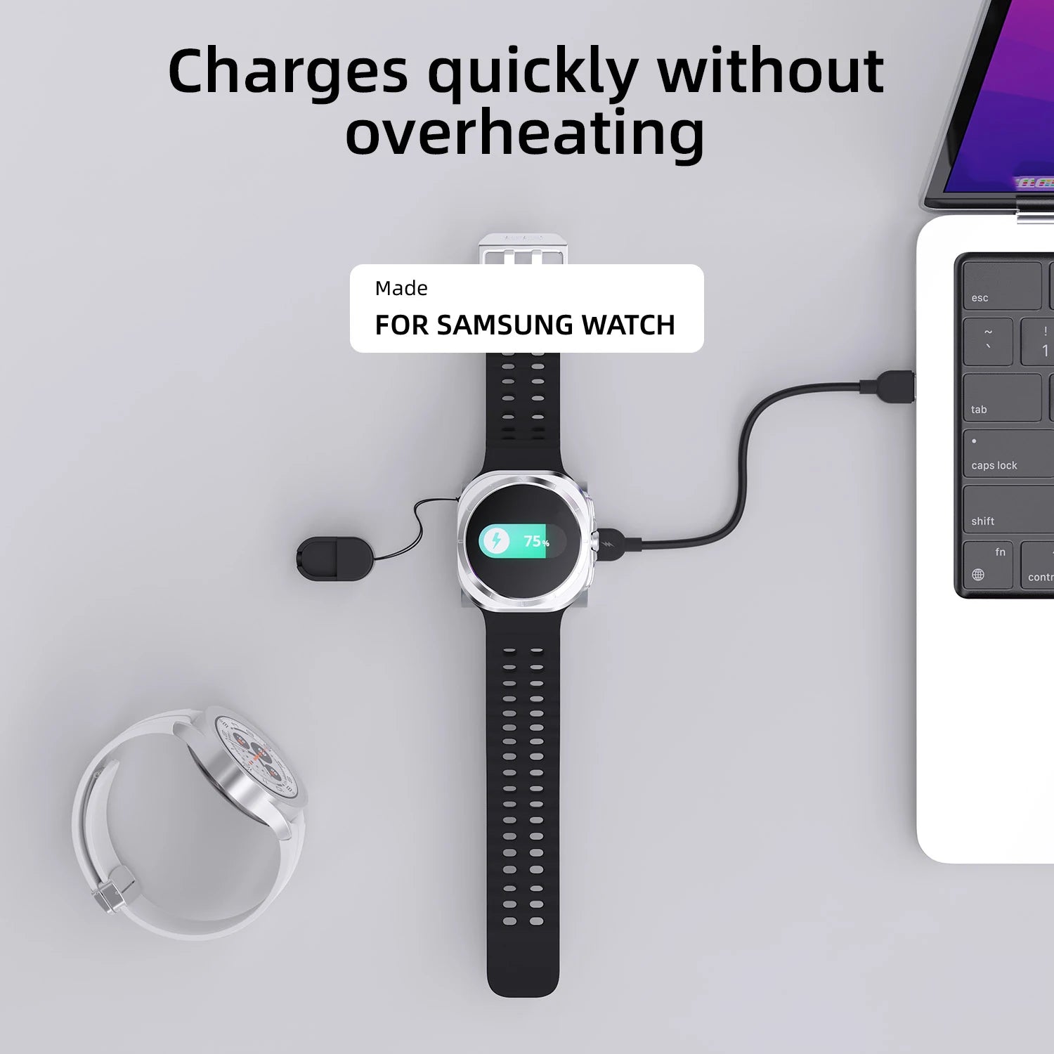 Samsung Galaxy Watch Wireless Charger – Fast USB-C Charging Dock Tidesmit