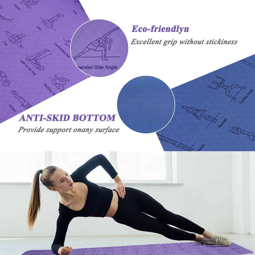 TPE Yoga Mat 183cm*61cm Anti-skid Sports Fitness Mat For Exercise Yoga And Pilates Gymnastics Mat Fitness Equipment