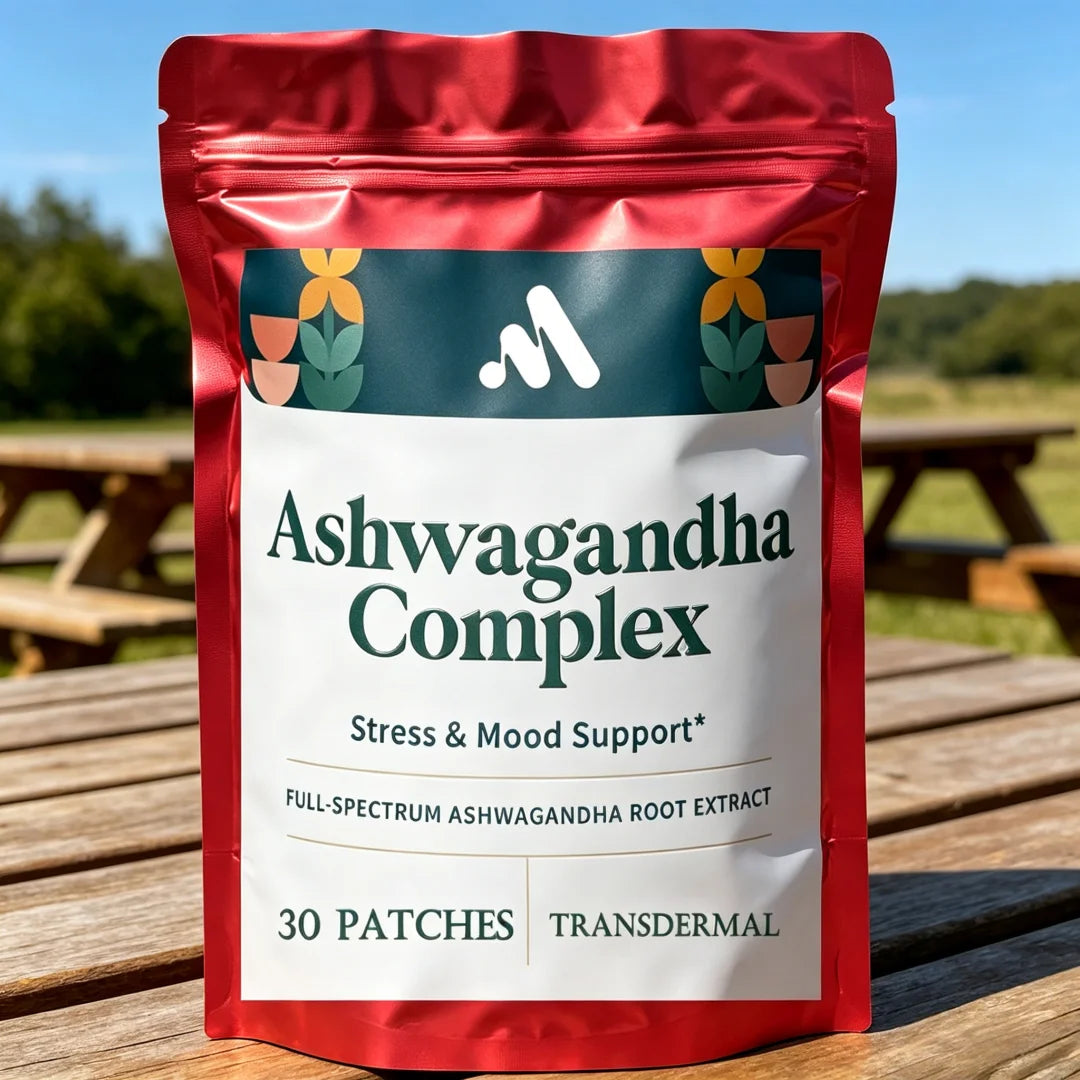 30 Patches Ashwagandha Para Plant-Based Transdermal Patches Anxiety and Depression Relief, Organic Ashwagandha and Ginkgo