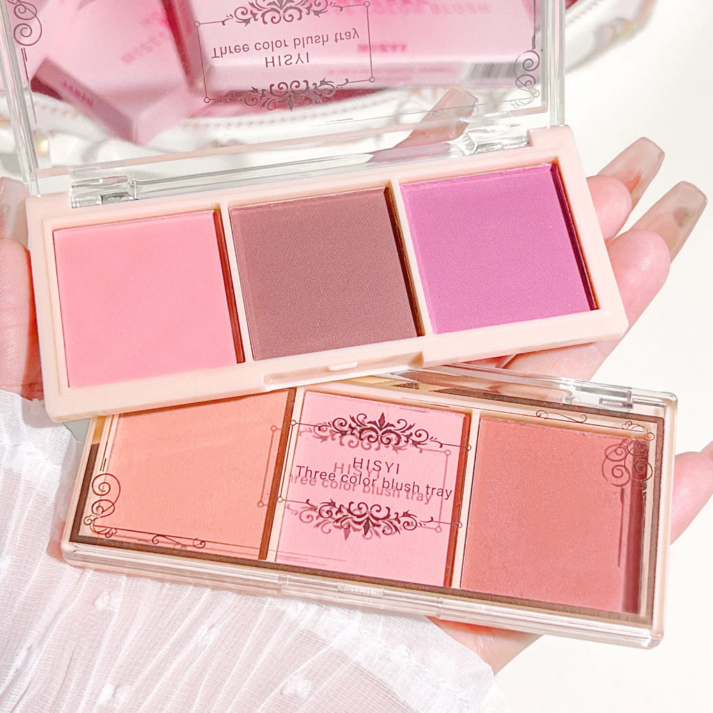 Tidesmit 3-Color Cheek Red Plate displaying natural matte milk tea orange eyeshadow and face makeup texture detail