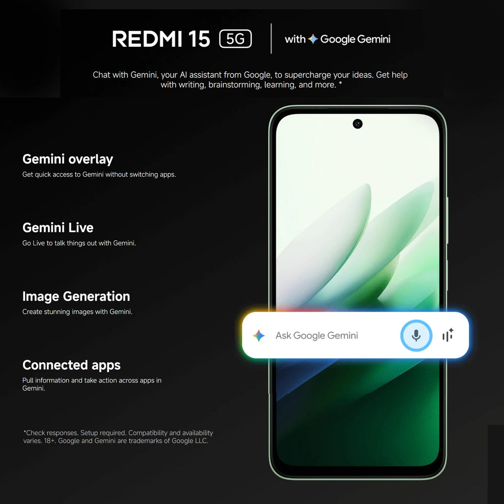 Xiaomi Redmi 15 5G Smartphone 8GB/256GB - 6.9-Inch FHD+ Display AE Tidesmit