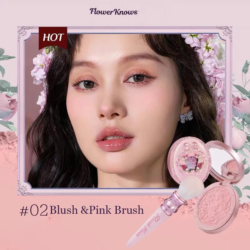 Tidesmit Flower Knows Strawberry Rococo embossed blusher in a smooth long-lasting formula for radiant face makeup