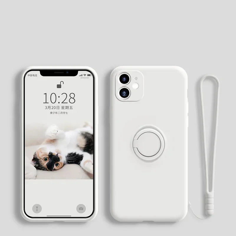 Samsung Galaxy S24 Ultra Silicone Case with Secure Ring Holder Strap White Tidesmit