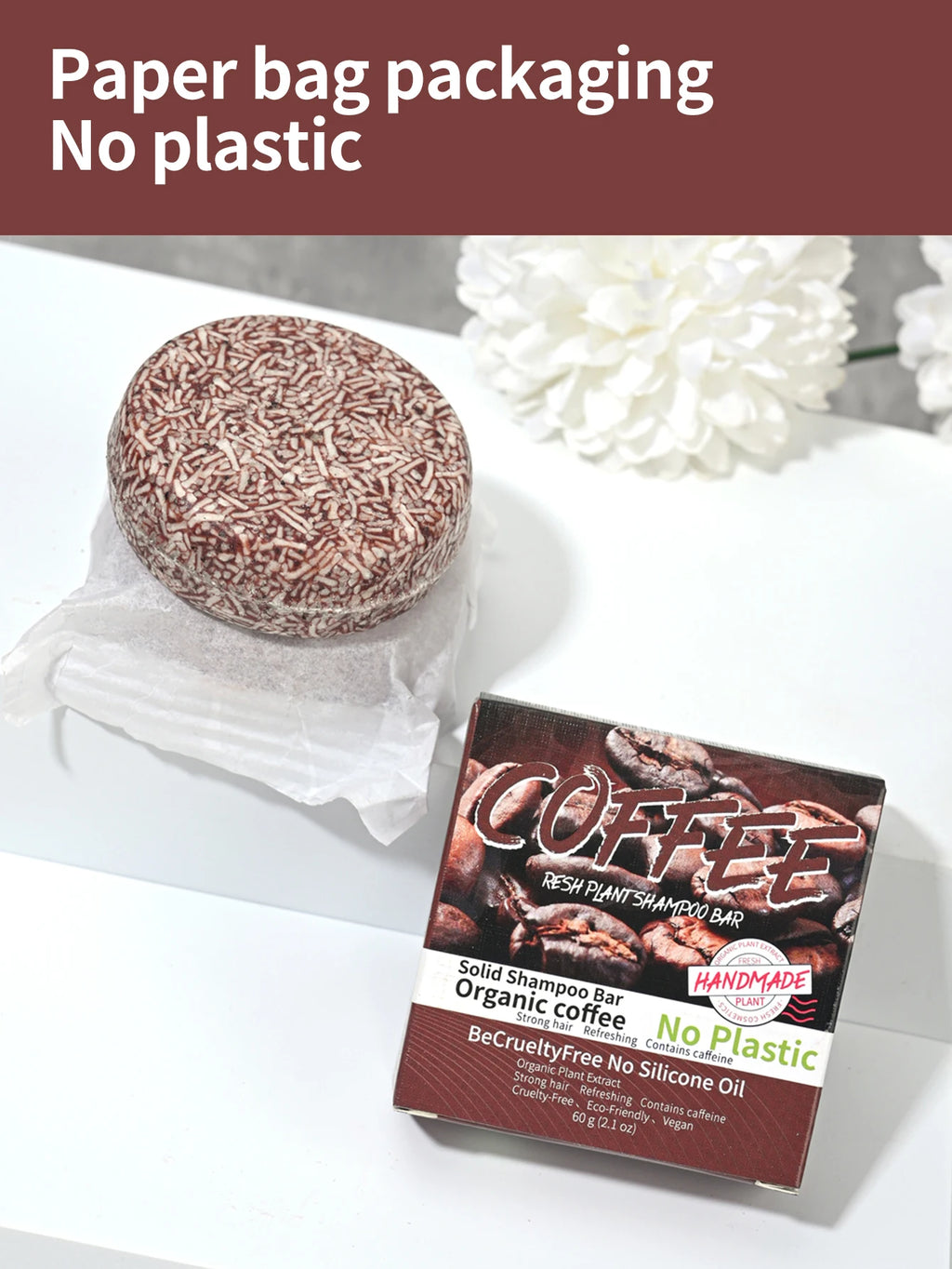 J+60g Coffee Solid Shampoo Moisturizing Cleaning Decontamination Oil Control Dandruff Removing Hair Care Soap