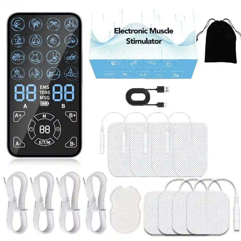 Electric Back Massager - Portable Muscle Relief & Deep Tissue Device Back Massage Instrument Host 8 Pads White Tidesmit