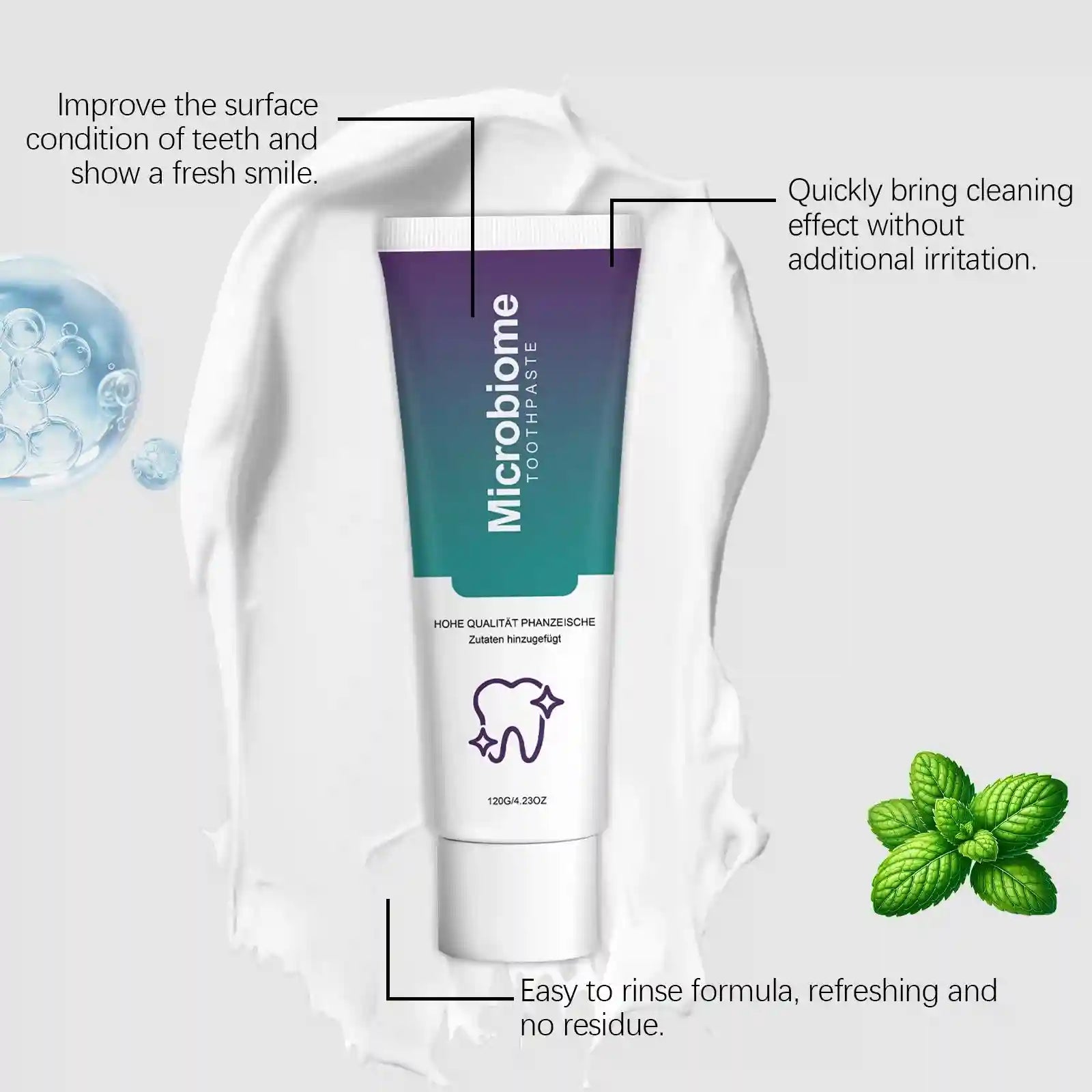 Tidesmit mint teeth whitening toothpaste for stain removal and fresh breath