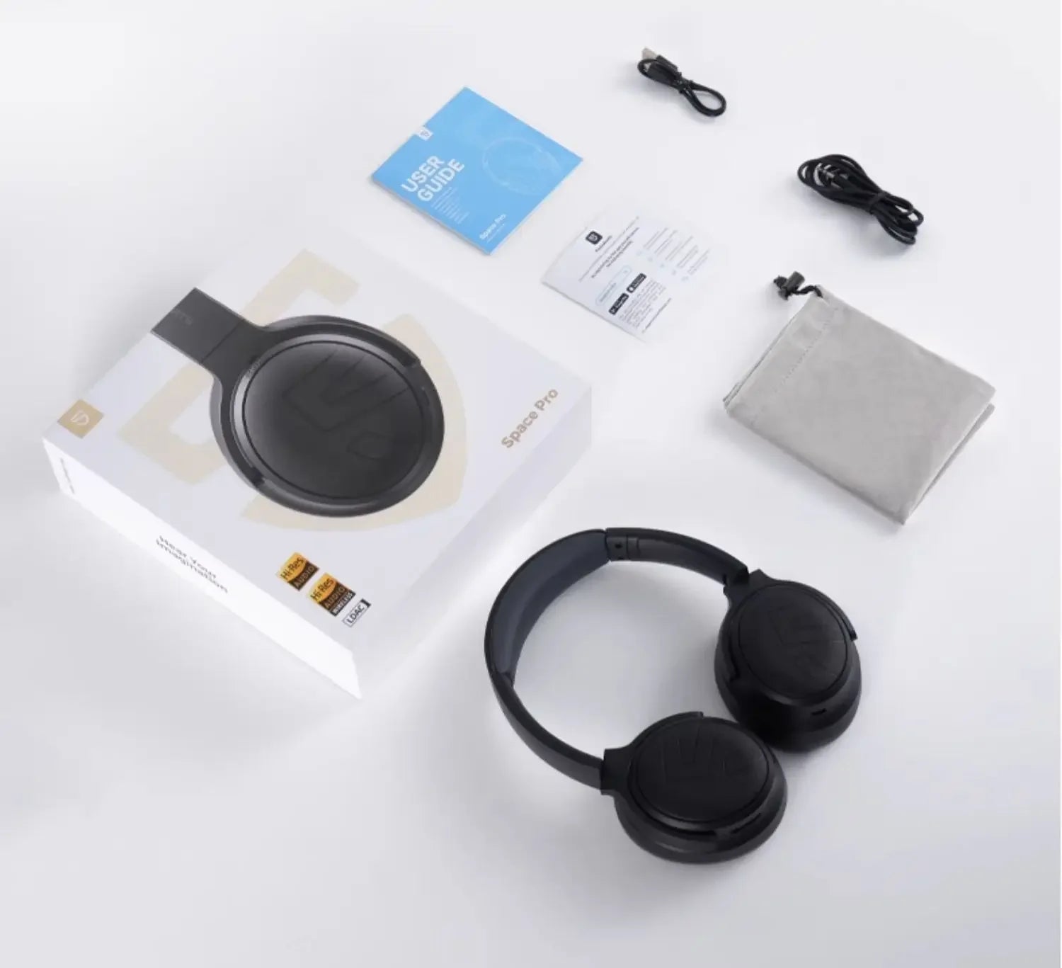 Wireless Noise Cancelling Headphones - Over-Ear Pro Audio Black & White Tidesmit