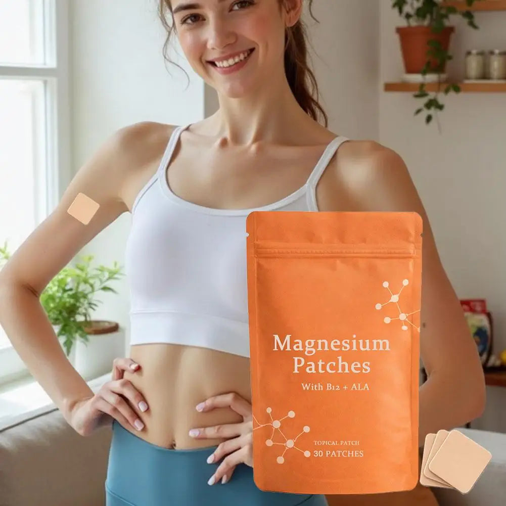 30pcs Magnesium Chloride Patch with Vitamin B12 Folic Acid Topical Health Support Easy Apply Comfortable Wear Day Night Use