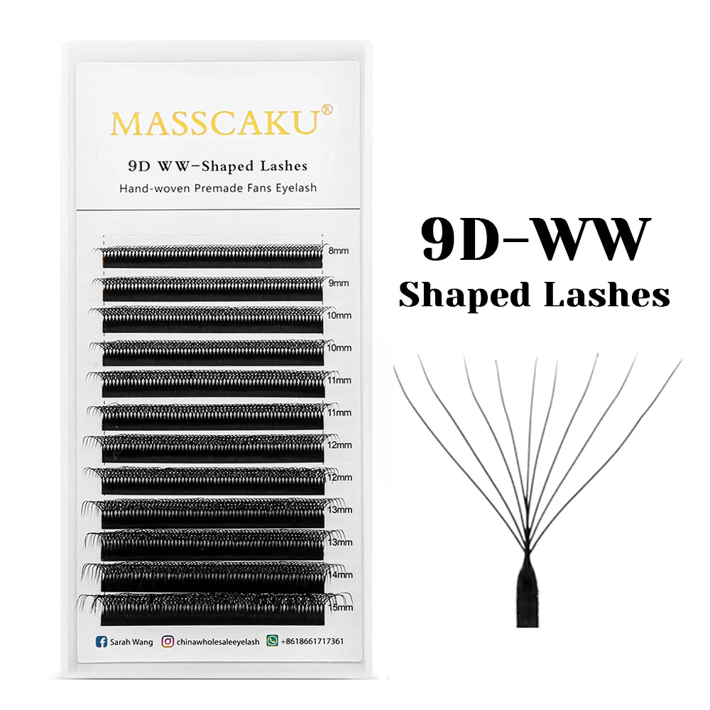 Premade Volume Fans Eyelashes 3D W Shape 0.07mm C Curl - Tidesmit False Eyelashes 9D WW Shape Tidesmit