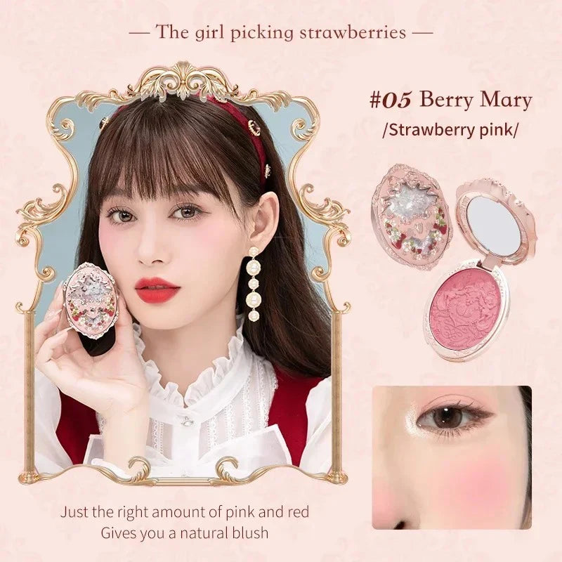 Tidesmit Strawberry Rococo embossed blusher in a smooth long-lasting formula for radiant face makeup detail view