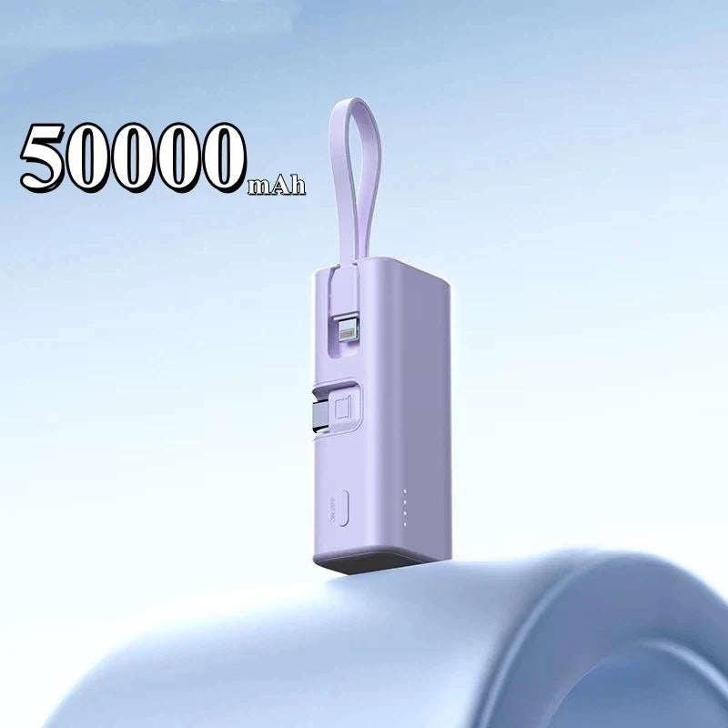 Tidesmit 50000mAh Portable Charger with Integrated Cables & USB-C Purple 50000mAh Tidesmit