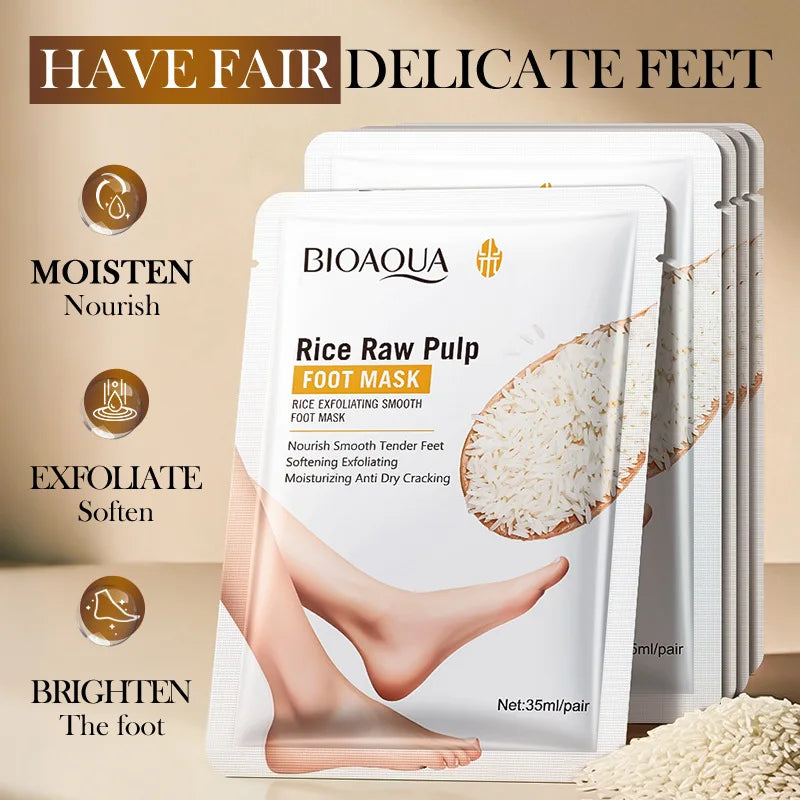 White Rice Foot Mask Moisturizing Exfoliating Treatment - 1-5 Pack Scrubs Treatments Tidesmit