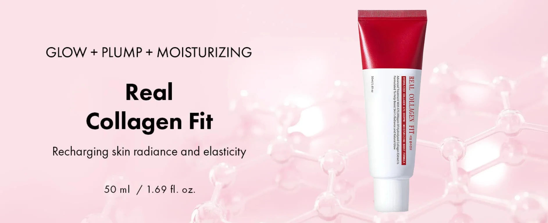 Real Collagen Fit 670,000ppm Wrapping Mask in red and white tube for hydrating, glowy, elastic glass skin.