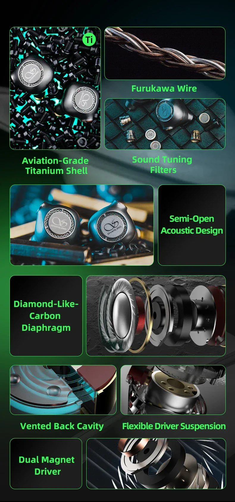Shanling MG800 In-Ear Monitors | Dual Dynamic Drivers | Tidesmit Tidesmit