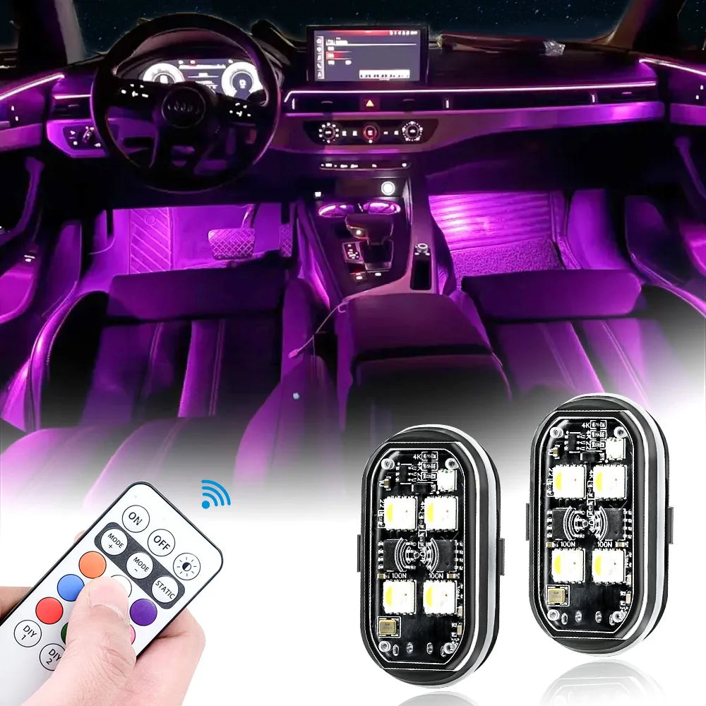 Wireless RGB LED Strobe Lights for Car - 8 Color Auto Warning Kit Tidesmit