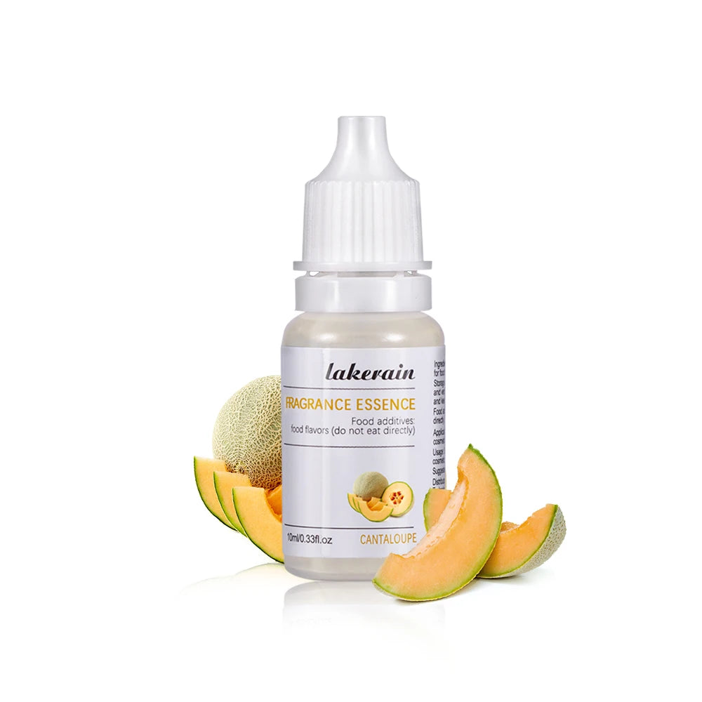 10ml Lakerain cantaloupe fragrance oil in a squeeze bottle for DIY lip gloss making and soap scenting.